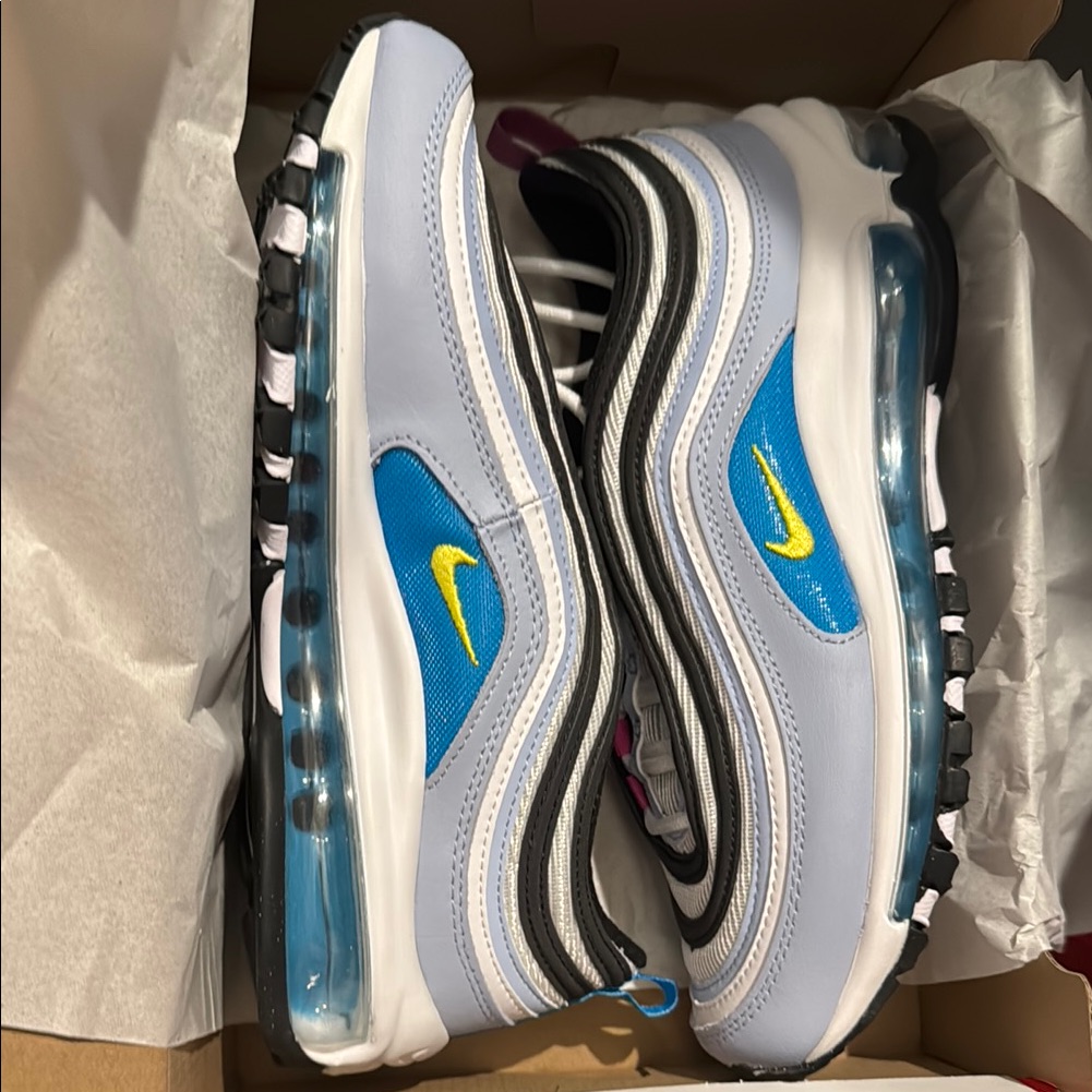 Nike Kids Air Max 97 White And Blue Sneakers  Brand New